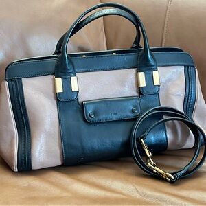 CHLOÉ Black/Pink Leather Medium Alice Bag/ Large size